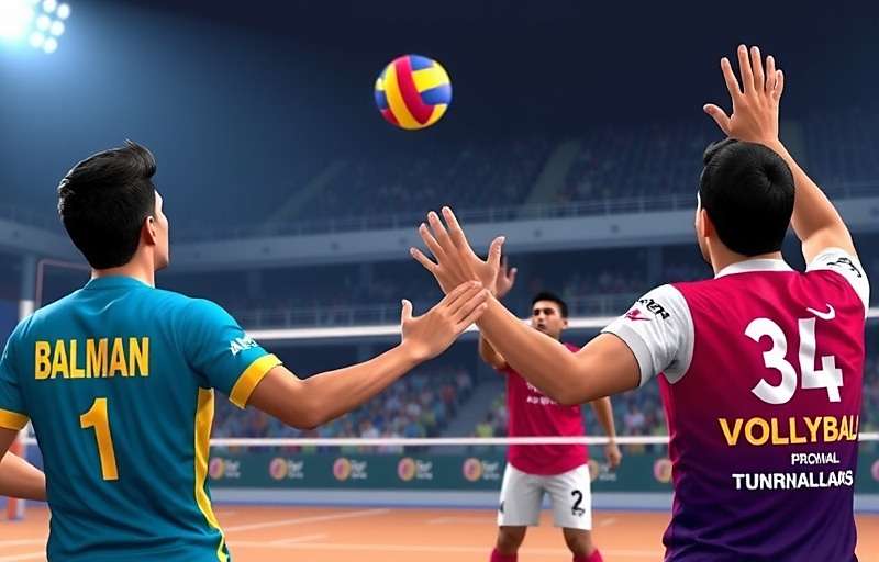 Volleyball Stars of India - Authentic Indian Volleyball Experience Volleyball Stars of India gameplay showing Indian players in traditional jerseys competing in a stadium